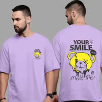 'Melt Me' Printed Cotton Blend Lavender Oversized T-Shirt For Men