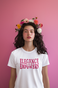 "Elegance Empowers" Round Neck Cotton White T-shirt for Women Regular Fit