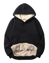 Women's Casual Fleece Sherpa Fur Lined Hoodie Winter Warm Pullover Hooded Sweatshirt Black