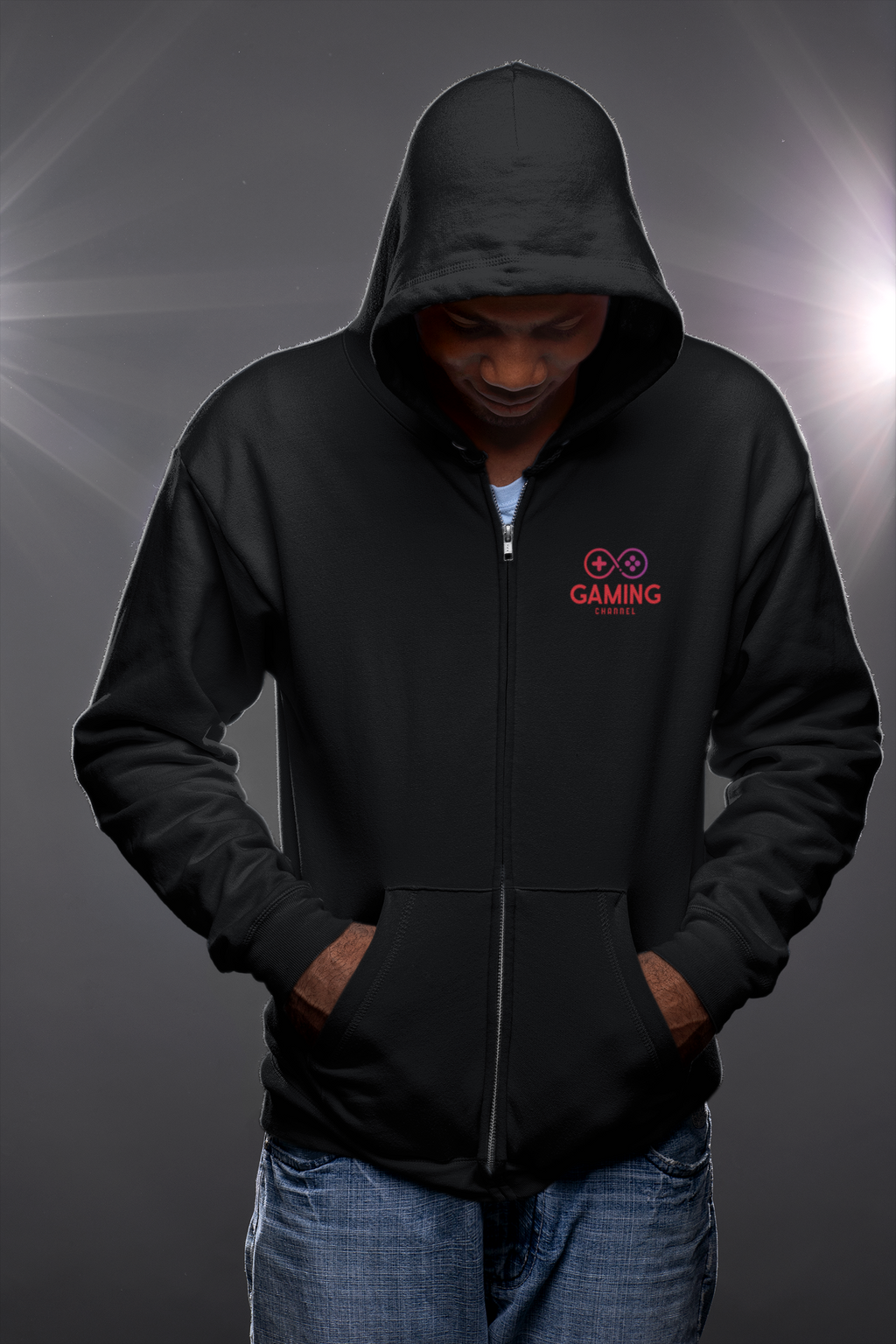 Your Company Zip Hoodie with Your Company Logo or Design - Back Print - Heavyweight