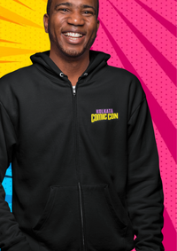 Comic Con City Heavyweight Thick Zip Hoodie Black for Men and Women - Free Sipper