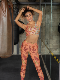 Women's Legging Autumn Leaves Dark Peach