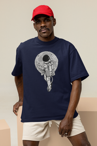 Floating Moon Men's Oversized Round Neck T-shirt