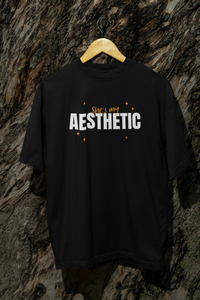 'She is My Aesthetic' Black Oversized Round neck Cotton t-shirt for Valentine's Gift