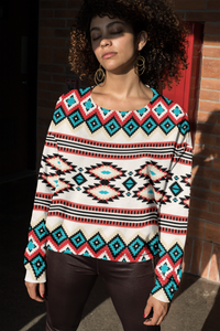 Women's Winter Essential Thick Pullover Sweatshirt Tribal Printed
