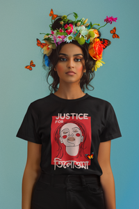 Justice for Tilottama Line Art Bengali Round Neck T-shirt