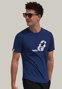 'Music' Men's Printed Round Neck T-shirt
