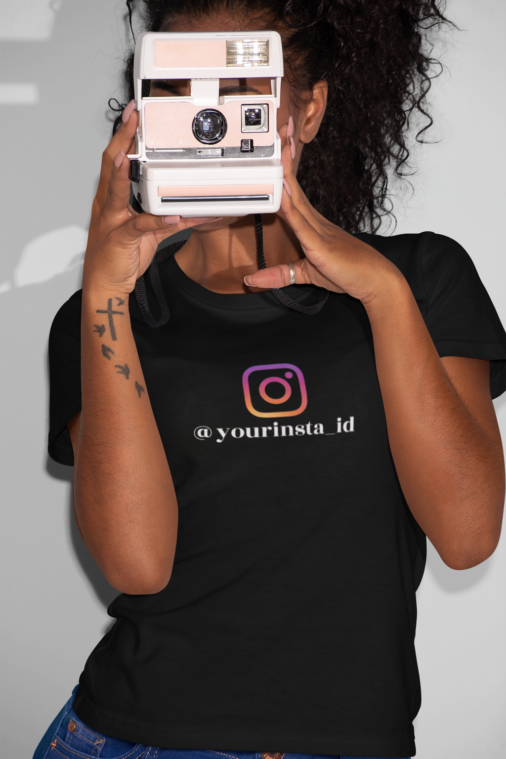 Your Instagram T-shirt with Your ID - Round Neck Half Sleeve - Cotton